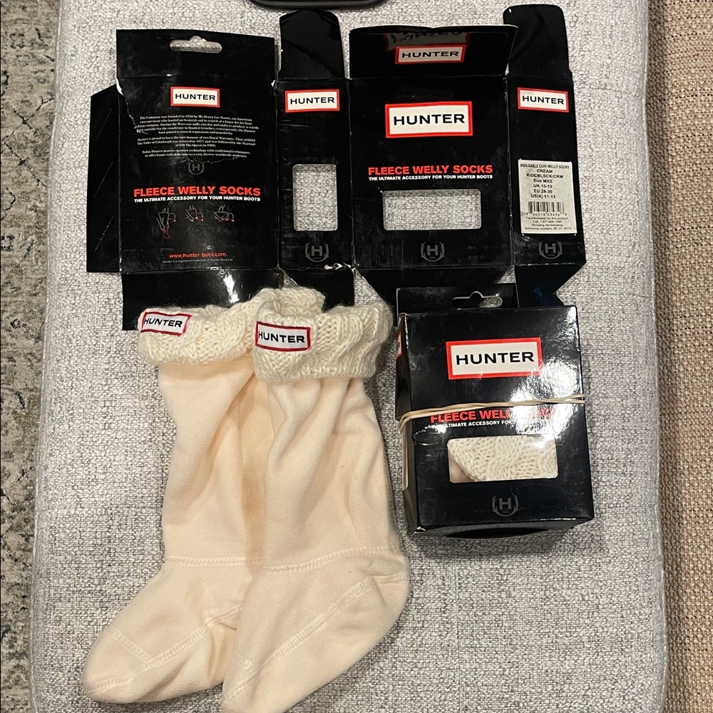 Hunter Cream Fleece Welly Socks